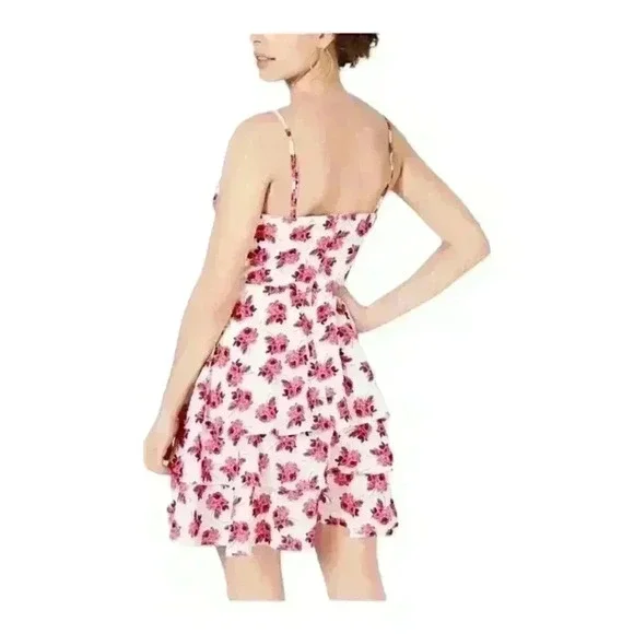 B. Darlin Floral Tiered Ruffle Dress Size 3/4 Pink Roses - Picture 4 of 6